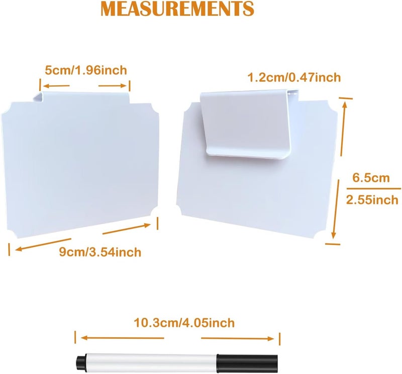 badigo Erasable Label Clips - 12 White PVC Bin Tags with 2 Chalk Markers | Reusable Basket Clips for Pantry, Warehouse & Home Organization, Eco-Friendly Chalkboard Labels - Image 3